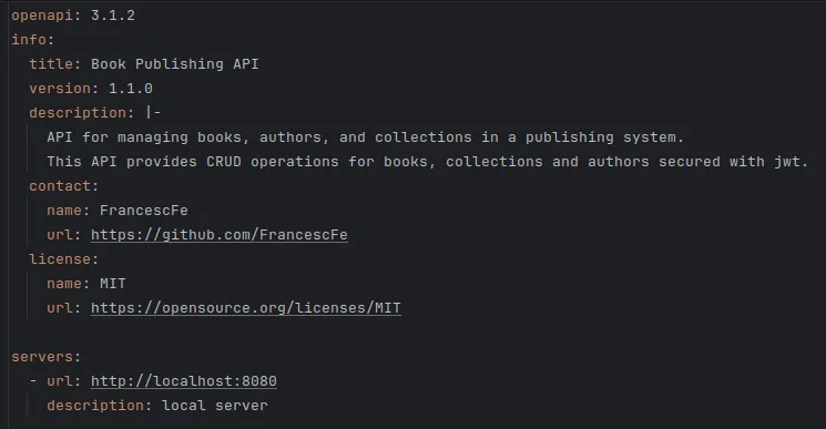 API specification header