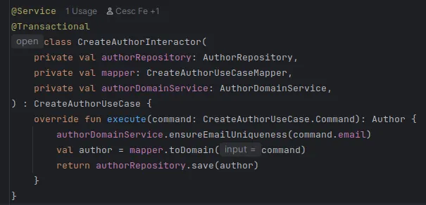 Application service implementation