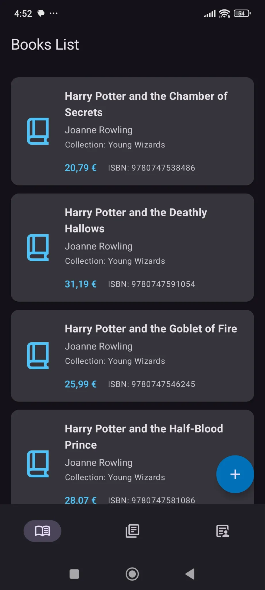 Book list — base user session