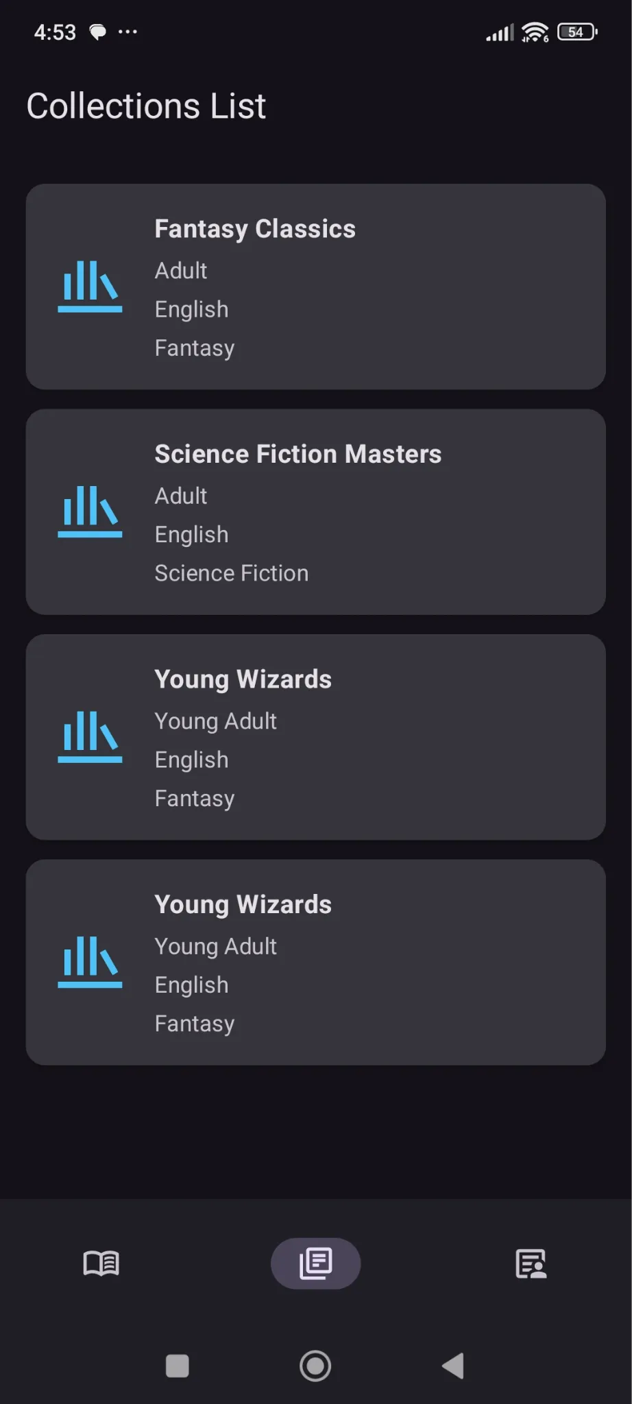Collection list screen