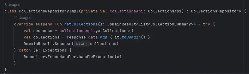 Collection repository implementation