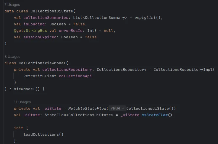 Collections ViewModel