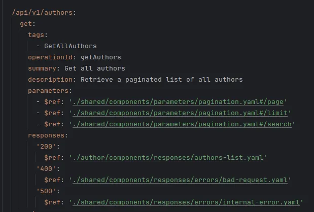 GET Authors operation retrieving the list of authors